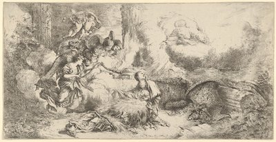 Syntymä Isä Jumala ja enkelit, n. 1647-50. tekijältä Giovanni Benedetto Castiglione