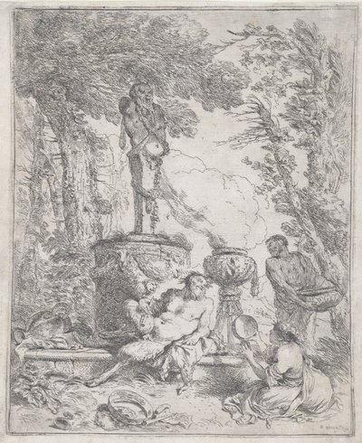 Pan makuuasentoon Hermin edessä tekijältä Giovanni Benedetto Castiglione