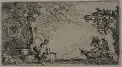 Satyr lepää Hermin alla tekijältä Giovanni Benedetto Castiglione