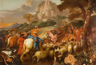 Enkeli ilmestyy paimenille, 1600-luvun puolivälissä. tekijältä Giovanni Benedetto Castiglione