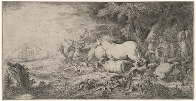 Eläimet menossa kohti arkkia tekijältä Giovanni Benedetto Castiglione