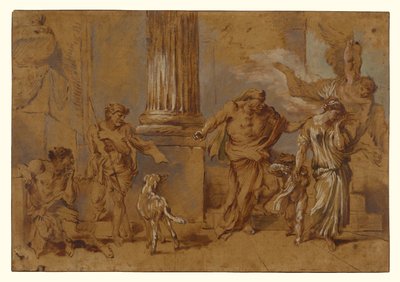 Die Vertreibung der Hagar tekijältä Giovanni Benedetto Castiglione