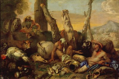 Diogeneen satu, joka etsii lyhdyn kanssa hyvää miestä tekijältä Giovanni Benedetto Castiglione