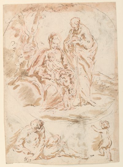 Pyhä perhe tekijältä Giovanni Benedetto Castiglione