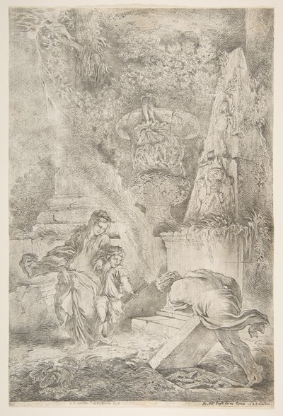 Theseus löytää isänsä käsivarret, 1645 julkaistu 1648. tekijältä Giovanni Benedetto Castiglione