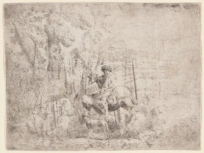 Nuori paimen hevosen selässä tekijältä Giovanni Benedetto Castiglione