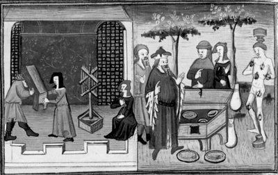 Decameronissa Ambrogiuolo kuljetetaan Bernabòn taloon laatikossa; Ambrogiuoloa rangaistaan petoksesta. Toinen päivä, novelli 9 tekijältä Giovanni Boccaccio