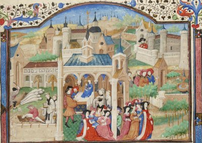 Dekameron, Dekameronin tarinankertojien lähtö Firenzestä. tekijältä Giovanni Boccaccio