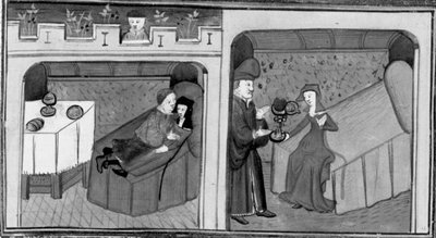 Dekameron, Ghismonda makaa Guiscardon kanssa; Tancredi antaa tyttärelleen rakastetun sydämen. Neljäs päivä, novelli 1 tekijältä Giovanni Boccaccio