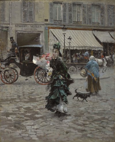Crossing the Street, 1873-75 tekijältä Giovanni Boldini