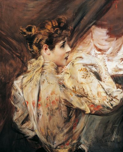 Eleonora Dusen muotokuva (Vigevano 1858 - Pittsburgh 1924), italialainen näyttelijä, Giovanni Boldinin (1842-1931) maalaus tekijältä Giovanni Boldini