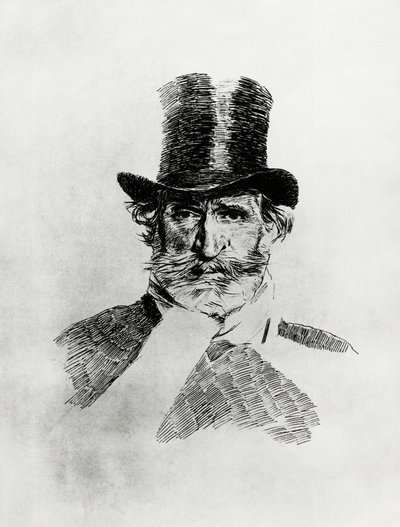 Muotokuva Giuseppe Verdistä (1813-1901), italialainen säveltäjä, piirustus Giovanni Boldini (1842-1931) tekijältä Giovanni Boldini