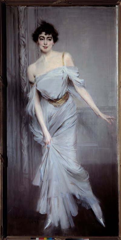 Madame Charles Maxin muotokuva. Boldinin maalaus (1842 - 1931) tekijältä Giovanni Boldini