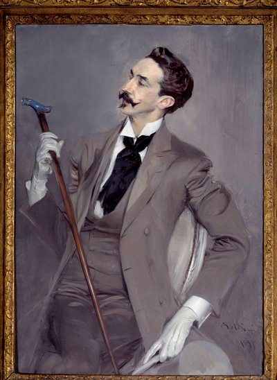 Muotokuva kreivi Robert de Montesquiousta (1855-1921), ranskalaisesta Dandy-kirjailijasta. Giovanni Boldinin (1842-1931) maalaus tekijältä Giovanni Boldini