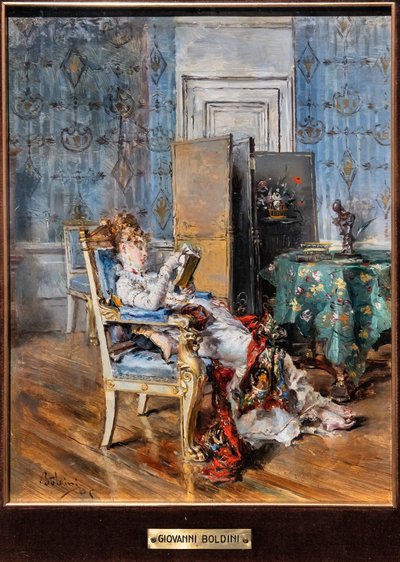 Lukeva nainen tekijältä Giovanni Boldini