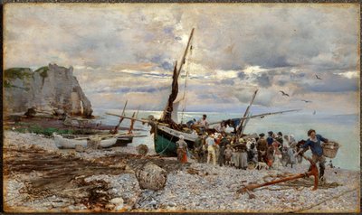 Kalastusveneiden paluu, Étretat tekijältä Giovanni Boldini