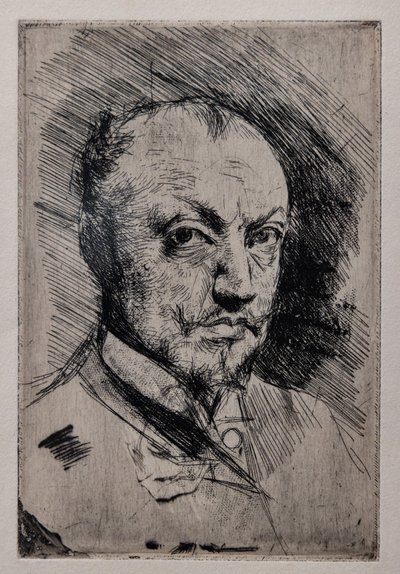 Omakuva, n. 1890 (kuivakärki, ruletti ja syövytys paperille) tekijältä Giovanni Boldini