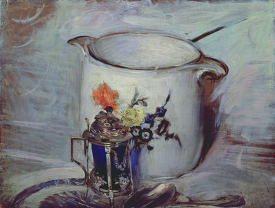 Asetelma sinappiruukun ja kannun kanssa tekijältä Giovanni Boldini