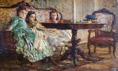 Giovanni Boldinin (1842-1931) Laskaraki Sisters, öljy puulle tekijältä Giovanni Boldini