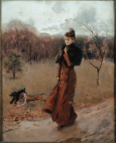 Kävele Napolin puistoon (öljy kankaalle) tekijältä Giovanni Boldini