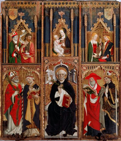 Alttaritaulu Reghezza: Pyhä Dominica valtaistuimella (öljy levylle, noin 1472) tekijältä Giovanni Canavesio