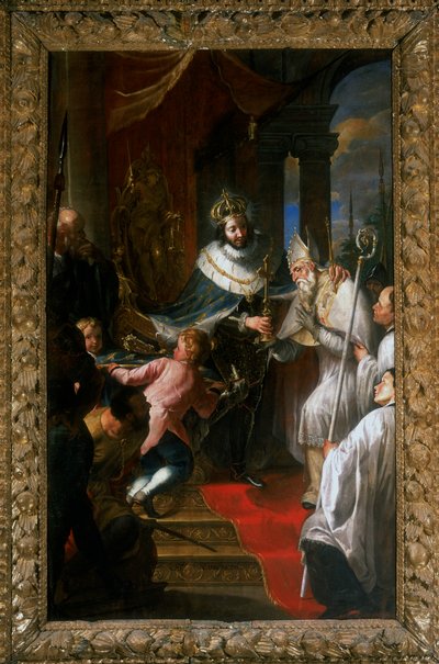 Ranskan pyhä Louis antoi pyhän orjan Beato Bartholomew Breganzelle tekijältä Giovanni Carboncino
