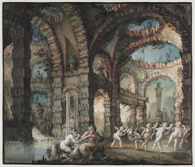 Satyyrien perhe tanssivien kerubien kanssa, n. 1775-1776. tekijältä Giovanni David