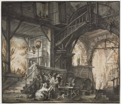 Teatterikohtaus, c. 1775-1776. tekijältä Giovanni David