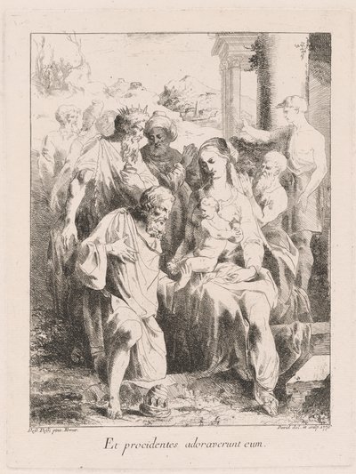 Maagien palvonta tekijältä Giovanni David, after Battista Dossi