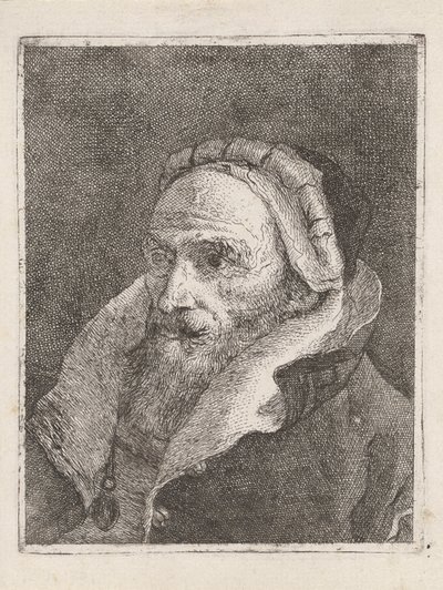 Parrakas vanha mies lippalakin kanssa, Raccolta di Teste (Pääkokoelma) tekijältä Giovanni Domenico Tiepolo