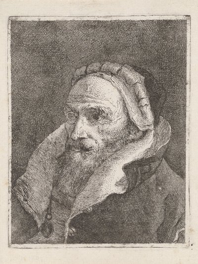 Partainen vanha mies, jolla on lippalakki, teoksesta *Raccolta di Teste* (Päiden kokoelma) tekijältä Giovanni Domenico Tiepolo