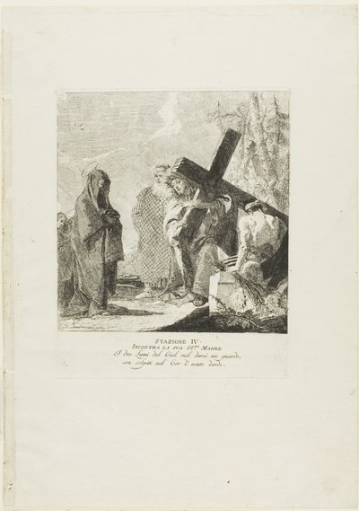 Kristus tapaa äitinsä, neljäs levy Ristin vaiheet -teoksesta tekijältä Giovanni Domenico Tiepolo