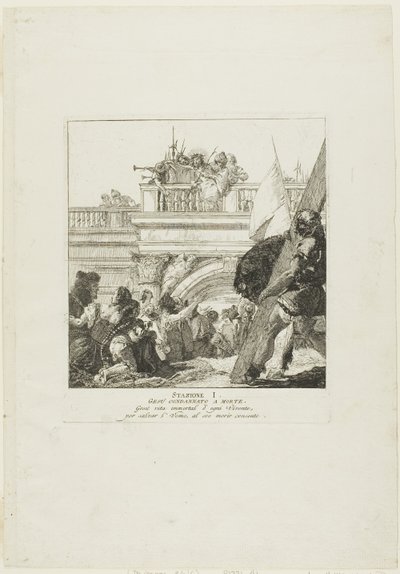 Kristus on tuomittu kuolemaan, levy yksi Ristin vaiheista tekijältä Giovanni Domenico Tiepolo