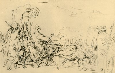 Kristuksen tulo Jerusalemiin, c1759, 1928 tekijältä Giovanni Domenico Tiepolo