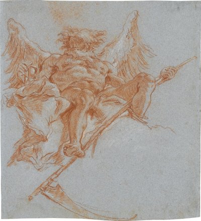 Kronos pilvillä; kääntöpuoli: vaatetutkielma tekijältä Giovanni Domenico Tiepolo
