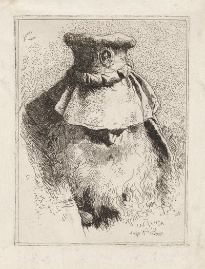 Vanhempi mies, jolla on suuri hattu, Raccolta di Testestä (Pääkokoelma) tekijältä Giovanni Domenico Tiepolo