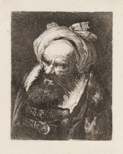 Turbanipäinen vanha mies, teoksesta Raccolta di Teste (Päiden kokoelma) tekijältä Giovanni Domenico Tiepolo