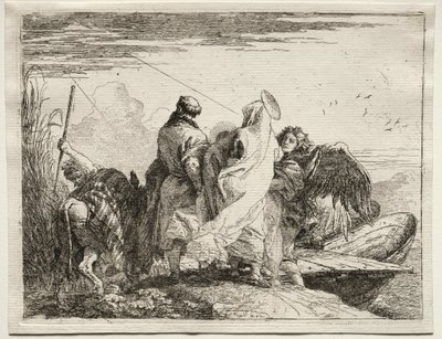 Lento Egyptiin: Pyhä perhe lähtee rannalta tekijältä Giovanni Domenico Tiepolo
