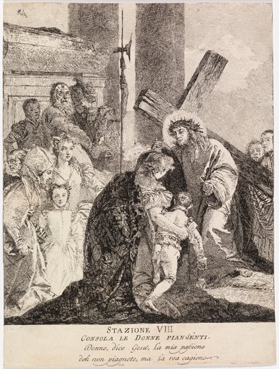 Jeesus lohduttaa Jerusalemin itkeviä naisia tekijältä Giovanni Domenico Tiepolo