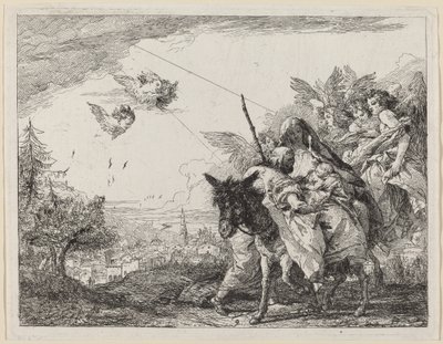 Joosef, seisoo, palvoo lasta tekijältä Giovanni Domenico Tiepolo