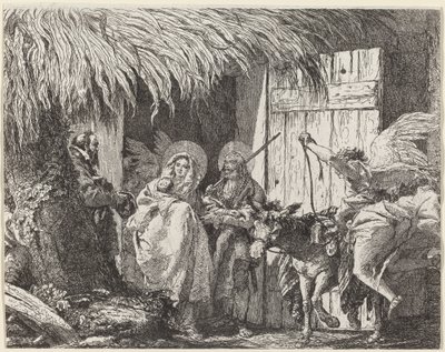 Joosef ja Maria valmistautuvat lähtöön tekijältä Giovanni Domenico Tiepolo