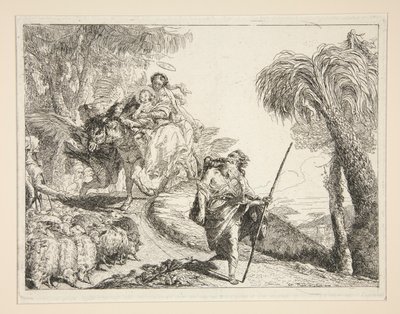 Josep amb la Mare de Déu i el nen, de la sèrie Idee pittoresche sopra la fuga a Egitto (Flight into Egypt)finès tekijältä Giovanni Domenico Tiepolo
