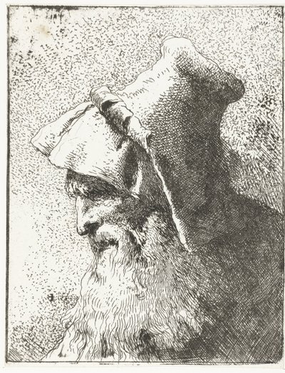 Mies, jolla on parta ja hattu Pääkokoelma (sarjan nimi) Raccolta di Teste (sarjan nimi) tekijältä Giovanni Domenico Tiepolo