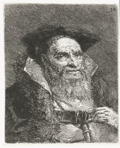 Mies baretin kanssa Pääkokoelma (sarjan nimi) Raccolta di Teste (sarjan nimi) tekijältä Giovanni Domenico Tiepolo