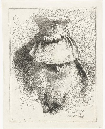 Mies kumartunut pää ja iso hattu Pääkokoelma (sarjan nimi) Raccolta di Teste (sarjan nimi) tekijältä Giovanni Domenico Tiepolo