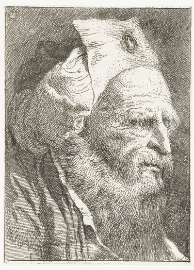 Mies käännetyssä hatussa Pääkokoelma (sarjan nimi) Raccolta di Teste (sarjan nimi) tekijältä Giovanni Domenico Tiepolo
