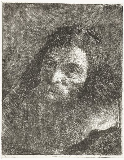 Mies, jolla on pitkät hiukset ja parta tekijältä Giovanni Domenico Tiepolo