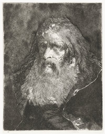 Mies, jolla on pitkät hiukset ja ilman päähinettä Pääkokoelma (sarjan nimi) Raccolta di Teste (sarjan nimi) tekijältä Giovanni Domenico Tiepolo