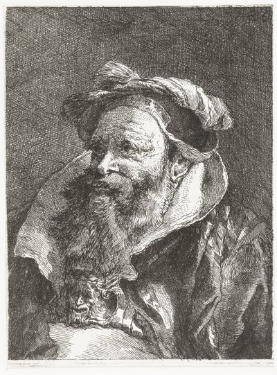 Mies satyyripää soljessa Pääkokoelma (sarjan nimi) Raccolta di Teste (sarjan nimi) tekijältä Giovanni Domenico Tiepolo