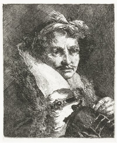 Mies viikset ja kypärä Pääkokoelma (sarjan nimi) Raccolta di Teste (sarjan nimi) tekijältä Giovanni Domenico Tiepolo